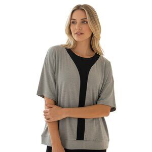 Heidi Klum Top Womens Small Gray Short Sleeve Modern Minimalist Layering Tee